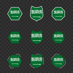 Sticker - National symbols of Saudi Arabia on a dark transparent background, vector flags of Saudi Arabia.