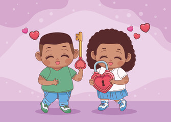 Wall Mural - afro little lovers couple