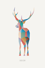 Poster - Polygon deer. Low poly animal. Geometric logo icon. Origami style