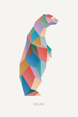 Wall Mural - Polygon bear. Low poly animal. Geometric logo icon. Triangle graphic