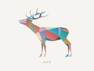 Poster - Polygon deer. Low poly animal. Geometric logo icon. Triangle graphic