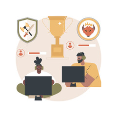 Poster - eSports collaboration abstract concept vector illustration. E-sports partnership, global brands cooperation, sponsorships, champion league collaboration, mainstream entertainment abstract metaphor.