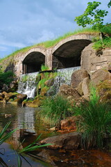 Wall Mural - Kazdanga village mill locks with a waterfall, Latvia.