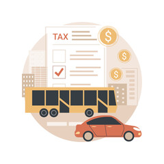 Poster - Transportation surtax abstract concept vector illustration. Infrastructure surtax, transportation and fuel additional taxation, local road traffic surcharge, transit service fee abstract metaphor.