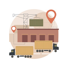 Poster - Logistics hub abstract concept vector illustration. Global logistics center, commercial warehouse, distribution hub, supply chain management, transportation cost optimization abstract metaphor.