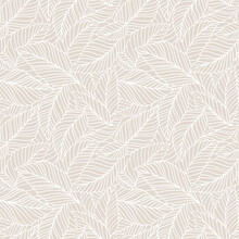 Elegant Seamless Pattern With Delicate Leaves. Vector Hand Drawn Floral Background.