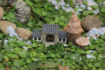 miniature countryside house of dwarfs in a beautiful fantasy world, unique building architecture
