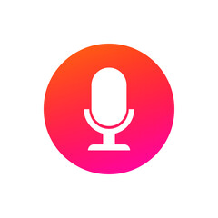 Poster - Hi tech ai artificial intelligence speech recognition technology isolated microphone button. Vector speak and record button on phone, personal assistant helper. Mic smart speaker, voice command