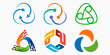 trinity tech logo icon set. technology vector illustration