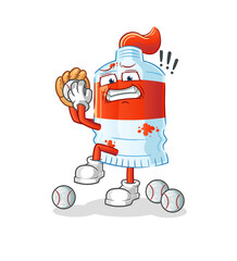 watercolor tube baseball pitcher cartoon. cartoon mascot vector