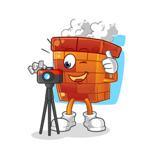 Sticker - chimney photographer character. cartoon mascot vector