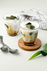 Wall Mural - Green Grass Jelly or Cincau Hijau in a Glass