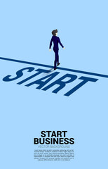 Poster - Silhouette of businessman walking from start line. Concept of people ready to start career and business