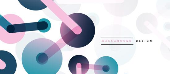 Abstract background. Round dots connected by lines. Trendy techno business template for wallpaper, banner, background or landing