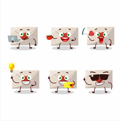 Poster - Love envelope cartoon character with various types of business emoticons