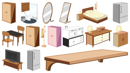 Sticker - Set of interior furniture and decorations