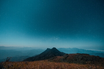 Wall Mural - the morning before sunrise on the mountain,early morning blue hour