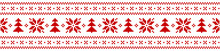 Christmas Fair Isle Pattern For Washi Tape In Red And White. Horizontally Seamless Pixel Ribbon Border Illustration With Christmas Trees And Snowflakes For Modern Winter Holiday Gift Paper Print.