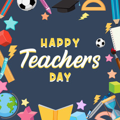 Poster - Happy Teacher's Day lettering banner