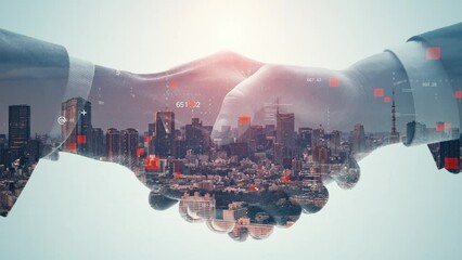 Poster - Communication of business concept. Partnership. Teamwork.