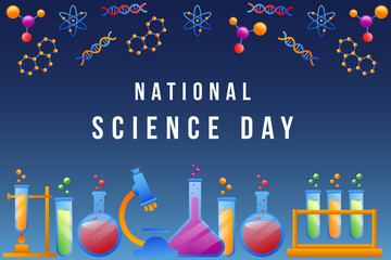 Wall Mural - gradient national science day background with science element
