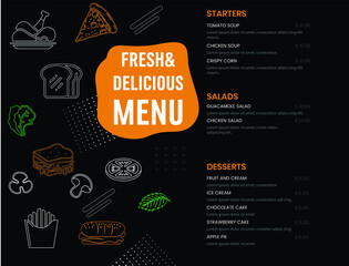 Sticker - restaurant food menu vector illustration 