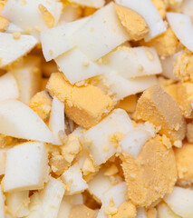 Wall Mural - Sliced boiled eggs as a background.