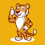 Fototapeta Kosmos - Cartoon tiger mascot giving thumb up
