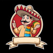 Cartoon mexican man mascot giving thumb up