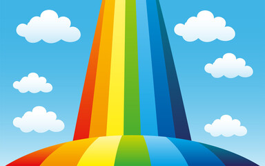 Wall Mural - Bright rainbow and clouds in the blue sky.