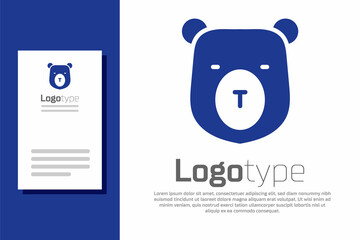 Poster - Blue Bear head icon isolated on white background. Logo design template element. Vector