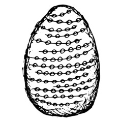 Wall Mural - Dotted Easter Egg. Rough black and white freehand line vector drawing, isolated on transparent background