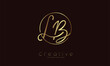 Initial LB Logo, hand drawn letter LB in circle with gold colour, usable for business, personal and company logos, vector illustration
