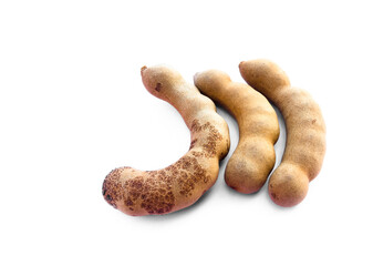 Isolated ripe sweet tammarind fruit on white background.