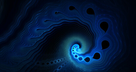 Wall Mural - Fantastic blue swirl. Fractal background. Background for art projects, business, banners, templates, postcards. Fantasy digital art. 3d rendering.