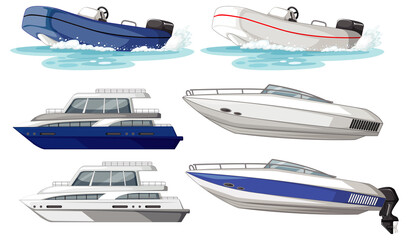 Wall Mural - set of different kinds of boats and ships isolated