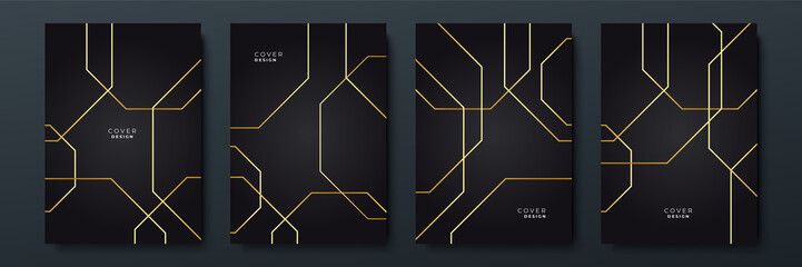 Abstract black and gold luxury cover template banner background