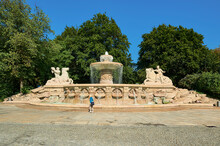 People Around Wittelsbach Fountain In Munich
