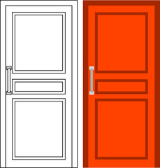 Wall Mural - Illustration vector graphic of single door front view suitable for your home design and home poster design on architectural work