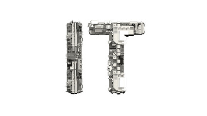 Poster - IT text of technogenic scrap metal cyber details, isolated - object 3D illustration