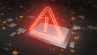 Leinwandbild Motiv Composite image of exclamation warning sign and technology digital circuit for cybersecurity concept