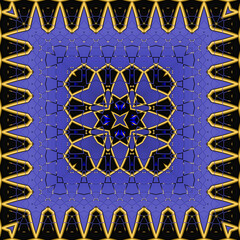 Sticker - 3d effect - abstract gold blue black geometric pattern