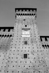 Wall Mural - Milano castle, Italy. Black and white vintage style.