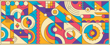 Colorful Abstract Geometric Pattern Design In Modish Style. Vector Illustration.
