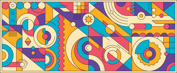 Poster - colorful abstract geometric pattern design in modish style. vector illustration.