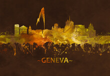 Geneva Switzerland Skyline Black And Gold