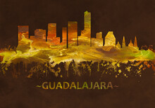 Guadalajara Mexico Skyline Black And Gold
