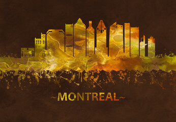Fototapete - Montreal Canada skyline Black and gold