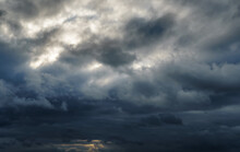 Beautiful Dark Dramatic Sky With Stormy Clouds Before The Rain Or Snow
