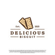 © Dendika - biscuit product label logo design. biscuit vintage emblem logo.